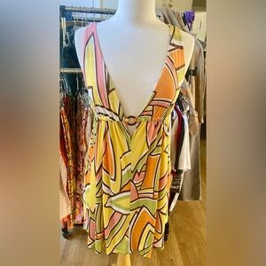 Pink Polkadot, Colorful Geometric Print Tunic